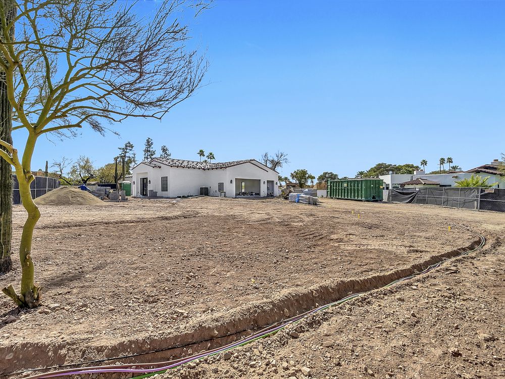 Graded dirt backyard before hardscape, Arcadia, Phoenix