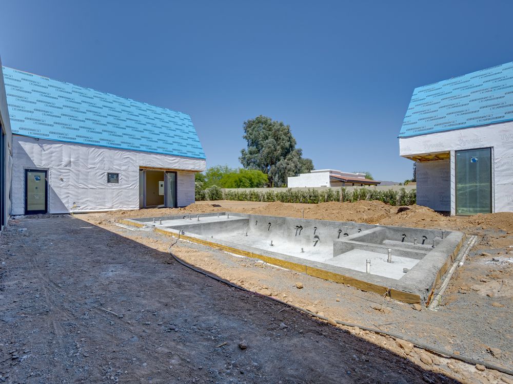Pool shell with steel in a courtyard build, Phoenix metro